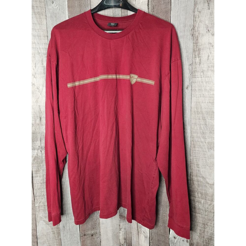 NIKE Burgundy Golf Long Sleeve VINTAGE T-Shirt Cotton Men's size XXL 2XL